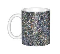 Hnnkloy Brillo plateado arcoíris,Taza de cerámica grande para café, ideal para cocina, restaurante, oficina o cafetería, 330 ml.