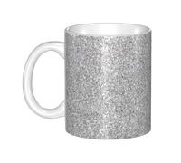 Hnnkloy Brillo plateado,Taza de cerámica grande para café, ideal para cocina, restaurante, oficina o cafetería, 330 ml.