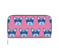 Hnnkloy Bulldog francés con Gafas,Carteras de Cuero PU de Gran Capacidad para Hombres y Mujeres.