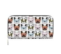 Hnnkloy Bulldog francés con Gafas,Carteras de Cuero PU de Gran Capacidad para Hombres y Mujeres.