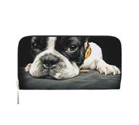 Hnnkloy Bulldog francés Impreso,Carteras de Cuero PU de Gran Capacidad para Hombres y Mujeres.