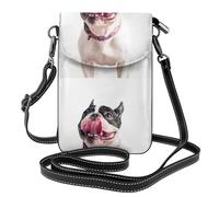 Hnnkloy Bulldog francés, perro curioso y feliz,Bolsos para celular para mujer, bolsos pequeños cruzados - Cartera para celular de cuero sintético con ranuras para tarjetas de crédito