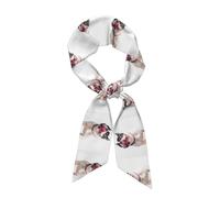 Hnnkloy Bulldog francés, perro curioso y feliz, Bufanda de seda sintética para mujer, bufandas de moda para el cuello, pañuelo para el cuello, diadema