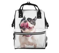Hnnkloy Bulldog francés, perro curioso y feliz.Mochila de maternidad de gran capacidad, bolso cambiador, mochila de viaje para actividades al aire libre.