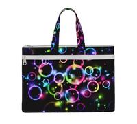 Hnnkloy Burbujas de arcoíris,Bolsa de lona para documentos con cremallera, bolso de mano, maletín para la escuela y la oficina.