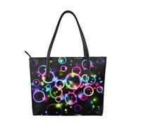 Hnnkloy Burbujas de arcoíris,Bolso de mano de piel sintética, bolso tote de gran capacidad, bolso de hombro para mujer, ideal para el trabajo y los viajes.