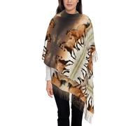 Hnnkloy Caballo corriendo animal salvaje,Bufanda grande de cachemira sintética para mujer, chal ligero con borlas, 197 x 72 cm