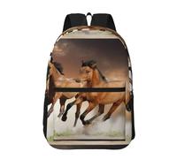 Hnnkloy Caballo corriendo animal salvaje,Mochila informal de 17 pulgadas con bolsillos, resistente al agua, para la escuela.