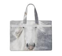 Hnnkloy Caballo de Camarga,Bolsa de lona para documentos con cremallera, bolso de mano, maletín para la escuela y la oficina.