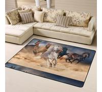 Hnnkloy Caballo Salvaje Corriendo contra la tormenta de Arena, Alfombra Grande Antideslizante para Sala de Estar o Dormitorio, 160 x 120 cm.