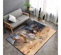 Hnnkloy Caballo Salvaje Corriendo contra la tormenta de Arena, Alfombra Grande Antideslizante para Sala de Estar o Dormitorio, 150 x 100 cm.