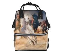 Hnnkloy Caballo salvaje corriendo contra la tormenta de arena.Mochila de maternidad de gran capacidad, bolso cambiador, mochila de viaje para actividades al aire libre.