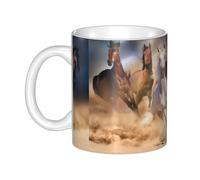 Hnnkloy Caballo salvaje corriendo contra la tormenta de arena,Taza de cerámica grande para café, ideal para cocina, restaurante, oficina o cafetería, 330 ml.