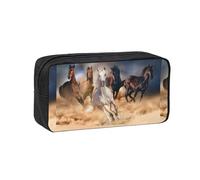 Hnnkloy Caballo Salvaje Corriendo contra una tormenta de Arena,Estuche de lápices de Gran Capacidad, portátil, para bolígrafos, Bolsa de papelería para la Escuela y la Oficina.