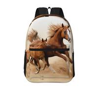 Hnnkloy Caballos Cachorros Dos Carrera,Mochila informal de 17 pulgadas con bolsillos, resistente al agua, para la escuela.