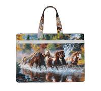 Hnnkloy Caballos de los indios nativos americanos,Bolsa de lona para documentos con cremallera, bolso de mano, maletín para la escuela y la oficina.