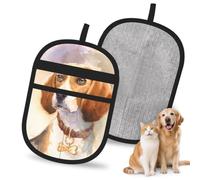 Hnnkloy Cabeza de Beagle en Acuarela, Paquete de 2 Guantes para Eliminar el Pelo de Mascotas, Guantes de Aseo antiestáticos para Perros y Gatos.