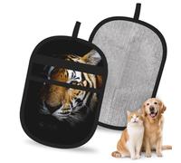 Hnnkloy Cabeza de Tigre en Estampado Oscuro, Paquete de 2 Guantes para Eliminar el Pelo de Mascotas, Guantes de Aseo antiestáticos para Perros y Gatos.