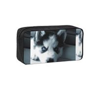 Hnnkloy Cachorro Husky,Estuche de lápices de Gran Capacidad, portátil, para bolígrafos, Bolsa de papelería para la Escuela y la Oficina.