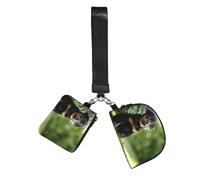 Hnnkloy Cachorro negro de pastor francés Beauceron, adorable,Bolso de muñeca para deportes al aire libre, monedero portátil, cartera de muñeca con llavero desmontable