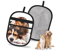 Hnnkloy Cachorros Beagle, Perros, Mascotas Adorables, Paquete de 2 Guantes para Eliminar el Pelo de Mascotas, Guantes de Aseo antiestáticos para Perros y Gatos.