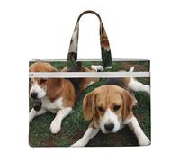 Hnnkloy Cachorros de beagle,Bolsa de lona para documentos con cremallera, bolso de mano, maletín para la escuela y la oficina.
