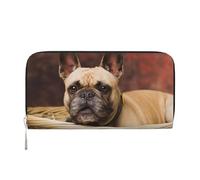 Hnnkloy Cachorros de Bulldog francés de Color marrón, pequeños Perros,Carteras de Cuero PU de Gran Capacidad para Hombres y Mujeres.