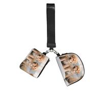 Hnnkloy Cachorros de Golden Retriever Perros Labrador,Bolso de muñeca para deportes al aire libre, monedero portátil, cartera de muñeca con llavero desmontable