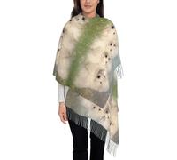 Hnnkloy Cachorros de samoyedo Perros blancos Familia Samoyedo pequeño,Bufanda grande de cachemira sintética para mujer, chal ligero con borlas, 197 x 72 cm