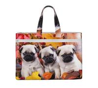 Hnnkloy Cachorros Pug,Bolsa de lona para documentos con cremallera, bolso de mano, maletín para la escuela y la oficina.