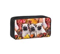 Hnnkloy Cachorros Pug,Estuche de lápices de Gran Capacidad, portátil, para bolígrafos, Bolsa de papelería para la Escuela y la Oficina.