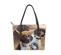 Hnnkloy Caída del perro Pointer Alemán de Pelo Corto,Bolso de mano de piel sintética, bolso tote de gran capacidad, bolso de hombro para mujer, ideal para el trabajo y los viajes.