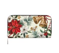 Hnnkloy Campana navideña Floral de Pascua,Carteras de Cuero PU de Gran Capacidad para Hombres y Mujeres.