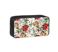 Hnnkloy Campana navideña Floral de Pascua,Estuche de lápices de Gran Capacidad, portátil, para bolígrafos, Bolsa de papelería para la Escuela y la Oficina.