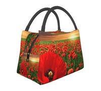 Hnnkloy Campo de amapolas al atardecer,Bolsa de almuerzo portátil, bolsa isotérmica, fiambrera duradera, bolsa térmica reutilizable.