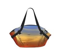 Hnnkloy Campo de Amapolas Rojas al Atardecer Impreso,Esterilla de Camping portátil, Manta de Picnic Plegable Multifuncional Que también Sirve como Bolsa de Camping para Viajes.