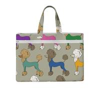 Hnnkloy Caniche colorido de dibujos animados divertidos,Bolsa de lona para documentos con cremallera, bolso de mano, maletín para la escuela y la oficina.