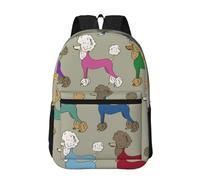 Hnnkloy Caniche colorido de dibujos animados divertidos,Mochila informal de 17 pulgadas con bolsillos, resistente al agua, para la escuela.