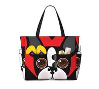 Hnnkloy Cara de Boston Terrier,Bolso de playa de gran capacidad, bolso de hombro de viaje para mujer, bolso de mano impermeable.
