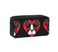 Hnnkloy Cara de Boston Terrier,Estuche de lápices de Gran Capacidad, portátil, para bolígrafos, Bolsa de papelería para la Escuela y la Oficina.