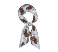 Hnnkloy Cara de Cavalier King Charles Spaniel, Bufanda de seda sintética para mujer, bufandas de moda para el cuello, pañuelo para el cuello, diadema