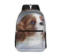 Hnnkloy Cara de Cavalier King Charles Spaniel,Mochila informal de 17 pulgadas con bolsillos, resistente al agua, para la escuela.