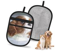 Hnnkloy Cara de Cavalier King Charles Spaniel, Paquete de 2 Guantes para Eliminar el Pelo de Mascotas, Guantes de Aseo antiestáticos para Perros y Gatos.