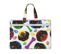 Hnnkloy Cara de perro salchicha juguetona,Bolsa de lona para documentos con cremallera, bolso de mano, maletín para la escuela y la oficina.