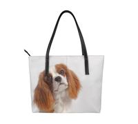 Hnnkloy Cavalier King Charles Spaniel,Bolso de mano de piel sintética, bolso tote de gran capacidad, bolso de hombro para mujer, ideal para el trabajo y los viajes.