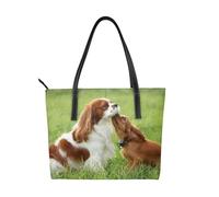 Hnnkloy Cavalier King Charles Spaniel,Bolso de mano de piel sintética, bolso tote de gran capacidad, bolso de hombro para mujer, ideal para el trabajo y los viajes.