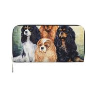 Hnnkloy Cavalier King Charles Spaniel Dorado Negro,Carteras de Cuero PU de Gran Capacidad para Hombres y Mujeres.