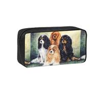 Hnnkloy Cavalier King Charles Spaniel Dorado Negro,Estuche de lápices de Gran Capacidad, portátil, para bolígrafos, Bolsa de papelería para la Escuela y la Oficina.