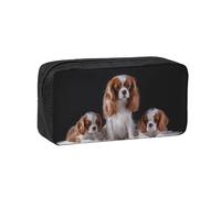 Hnnkloy Cavalier King Charles Spaniel, Madre con Cachorros,Estuche de lápices de Gran Capacidad, portátil, para bolígrafos, Bolsa de papelería para la Escuela y la Oficina.