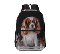 Hnnkloy Cavalier King Charles Spaniel, madre con cachorros,Mochila informal de 17 pulgadas con bolsillos, resistente al agua, para la escuela.